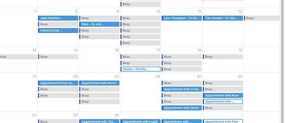 October calendar showing consistent appointment bookings