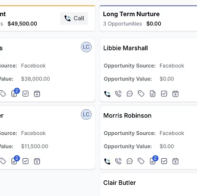Loomis Construction CRM pipeline showing active opportunities and values