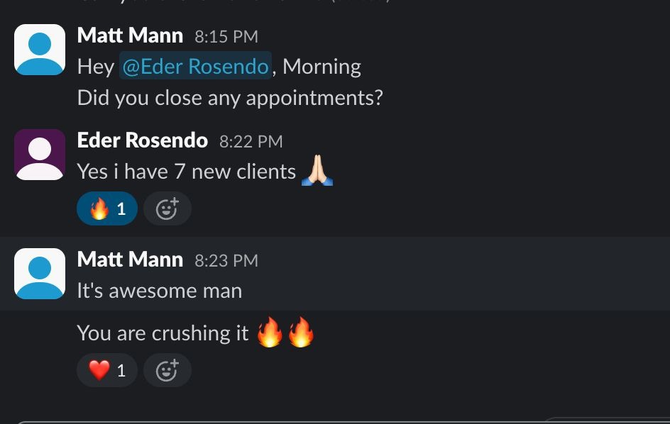 Eder Rosendo 7 new clients closed chat alert